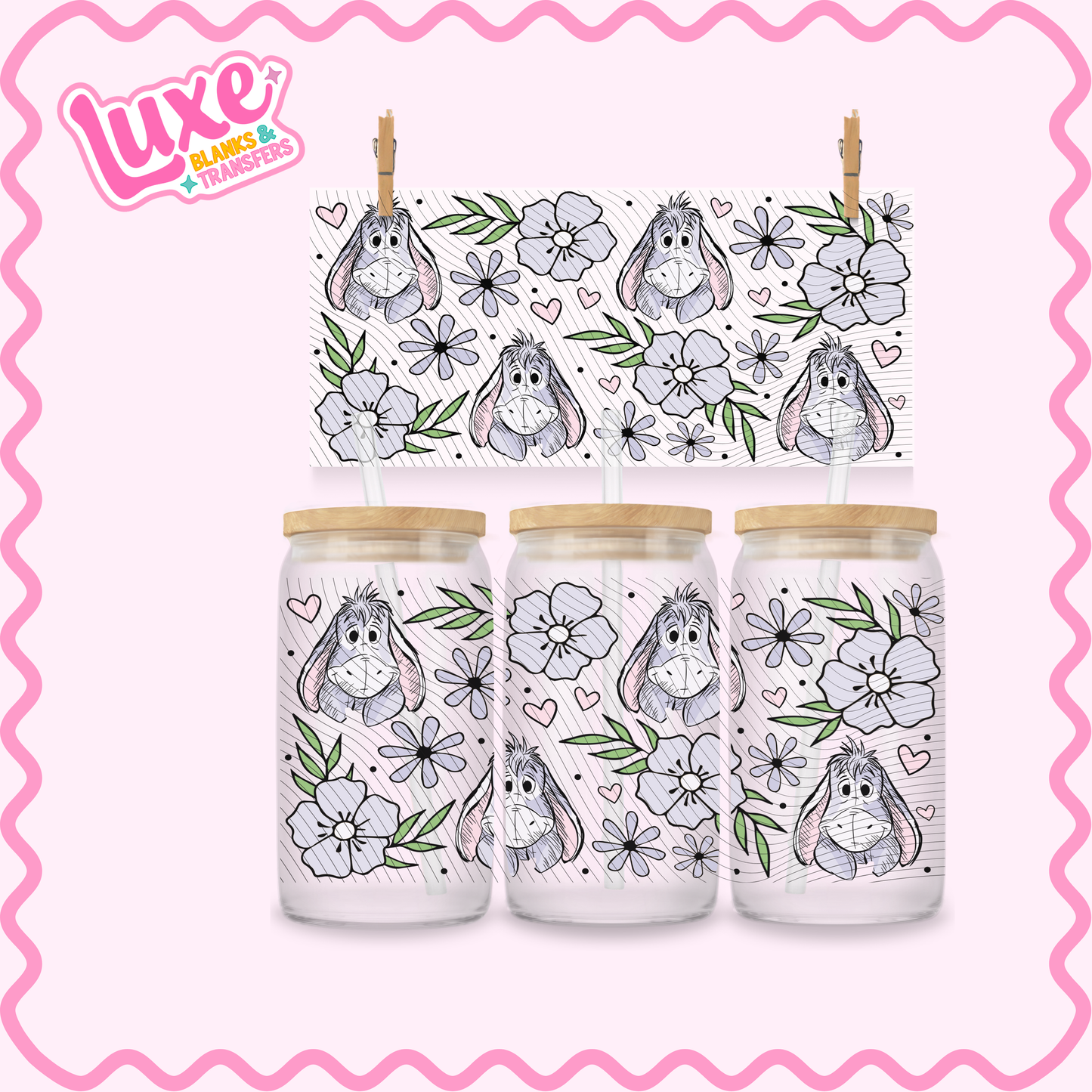 16oz UV DTF Wrap | Donkey Flowers | #2967