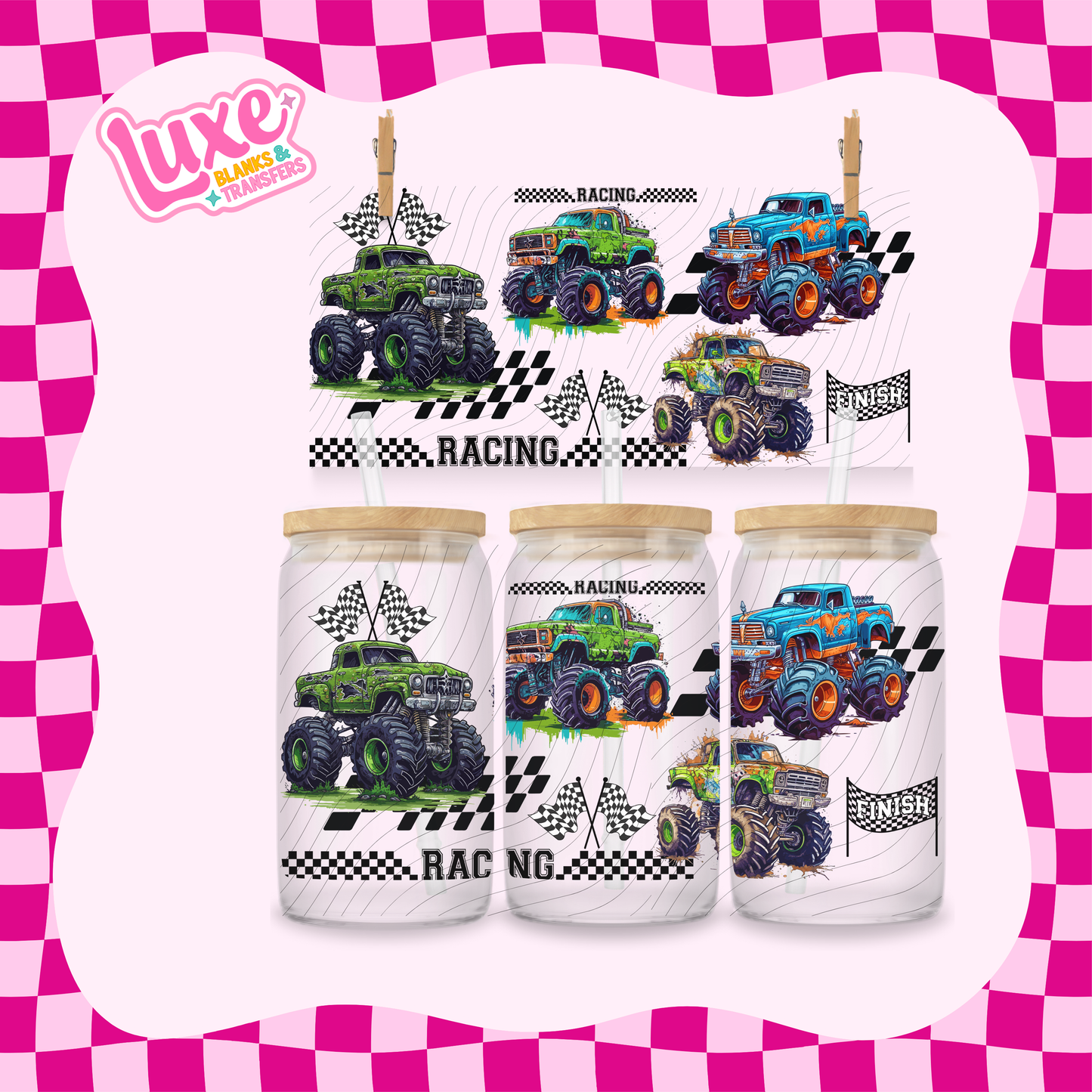 Monster Truck Racing | 16oz UV DTF Wrap | #1704