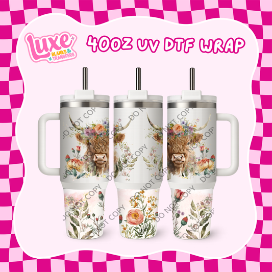 40oz UV DTF Wrap | Floral Highland | #B89