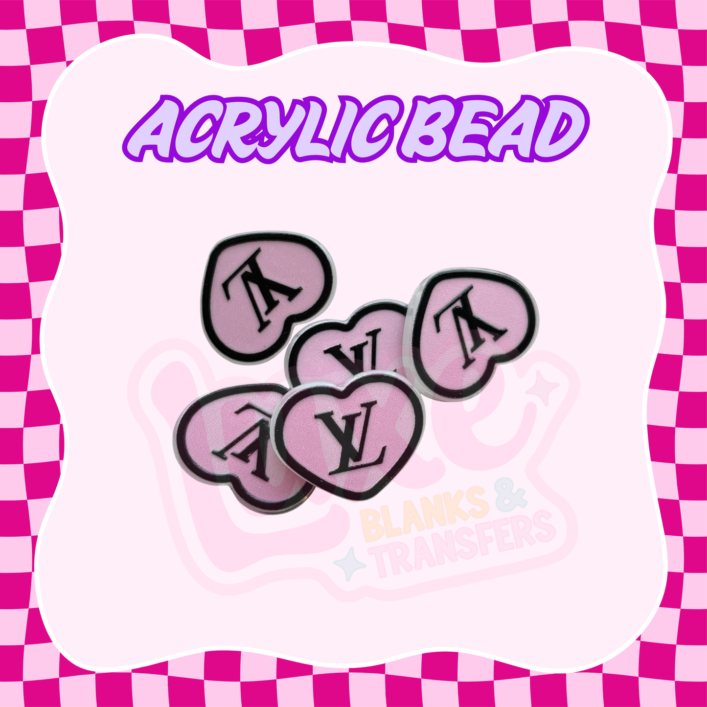 Flatback Acrylic Bead | Boujee Heart Pink