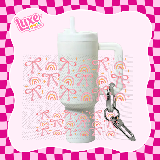 Mini Keychain Tumbler UV DTF Wrap | Bows & Rainbows | #E08