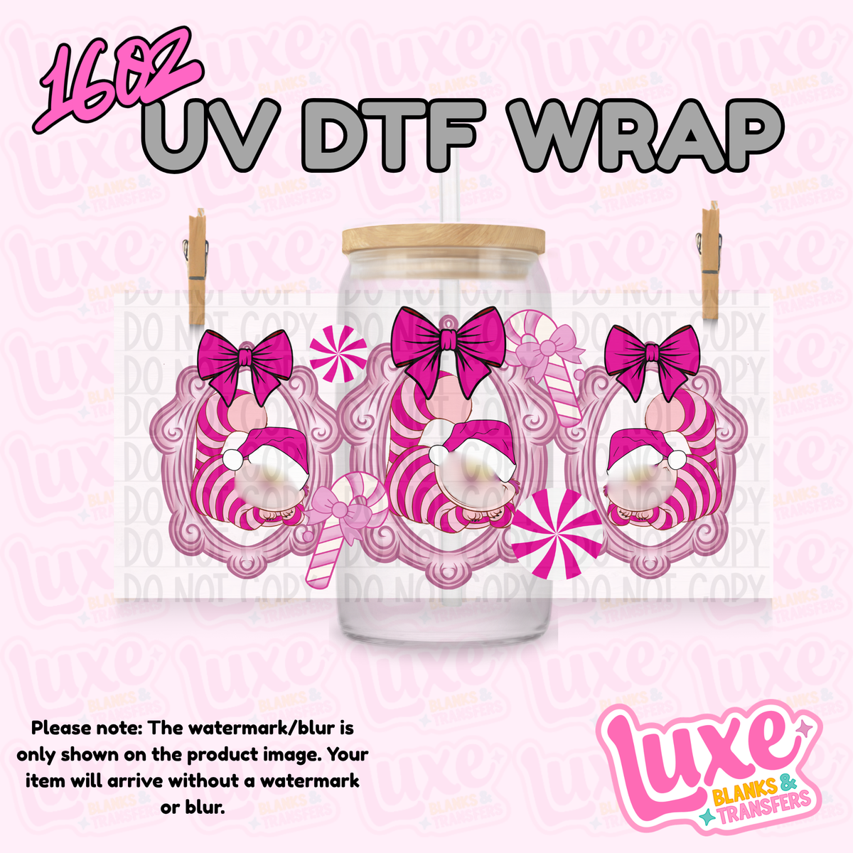 16oz UV DTF Wrap | Smiling Cat Frame Xmas | #4320