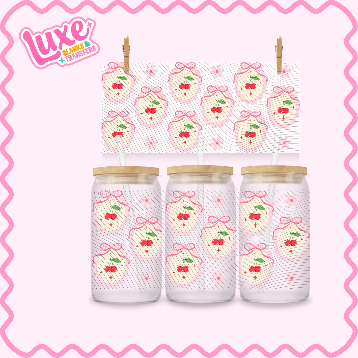 16oz UV DTF Wrap | Coquette Cherries | #2971