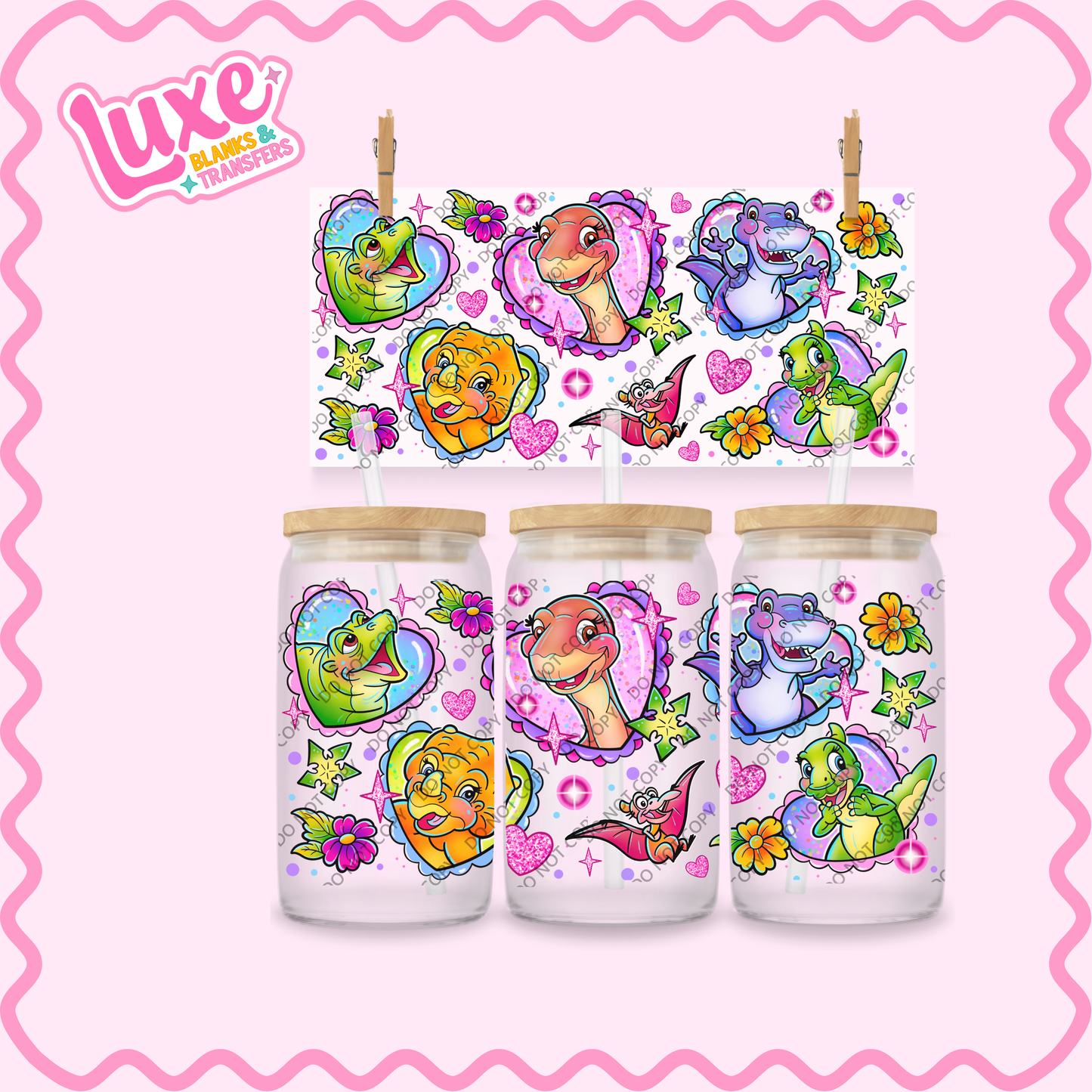 16oz UV DTF Wrap | Cute Dino's | #2187