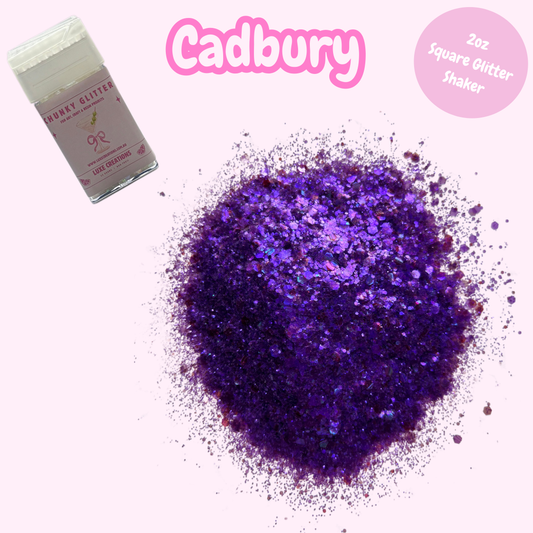 “Cadbury” Chunky Glitter (2oz Square Glitter Shaker)