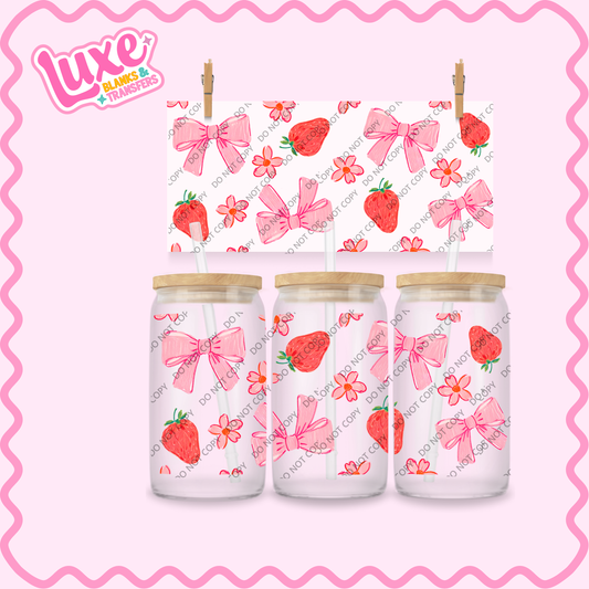 16oz UV DTF Wrap | Strawb. Bows | #2188