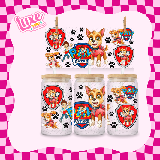 Paw Show Red | 16oz UV DTF Wrap | #1709