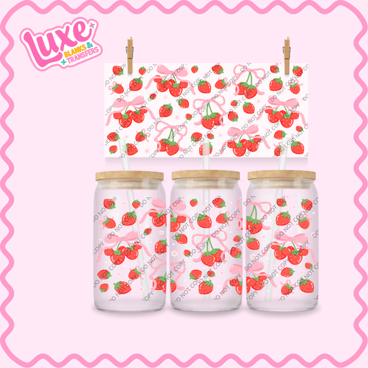 16oz UV DTF Wrap | Strawb. Bows 2 | #2189