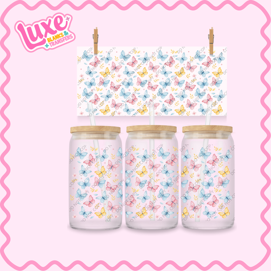 16oz UV DTF Wrap | Pastel Butterflies | #2190