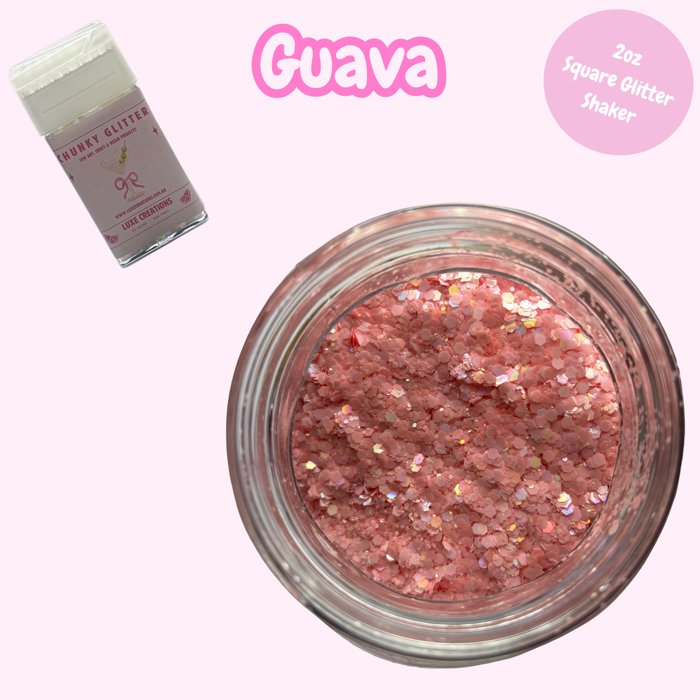 "Guava” Chunky Glitter (2oz Square Glitter Shaker)