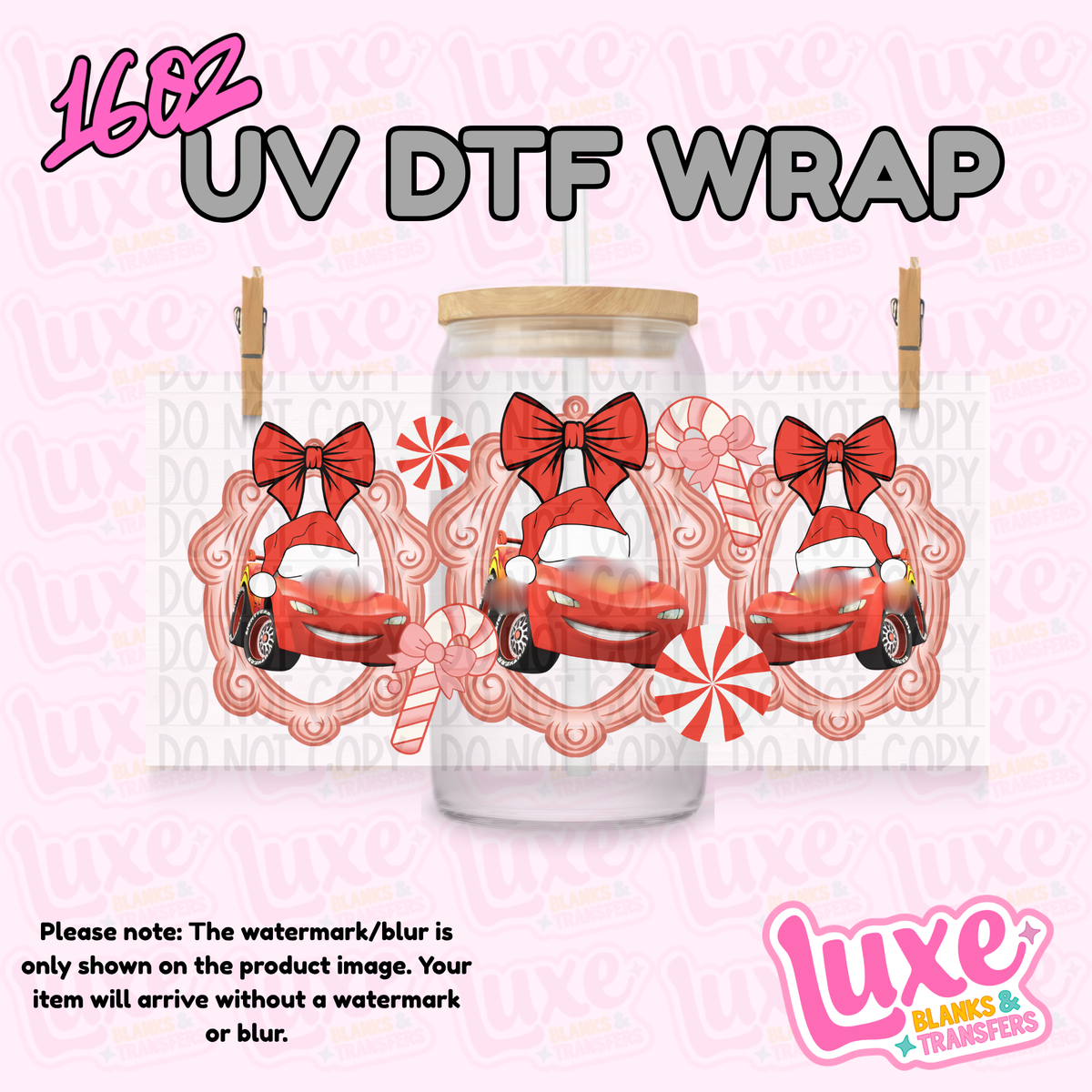 16oz UV DTF Wrap | Red Race Car Frame Xmas | #4321