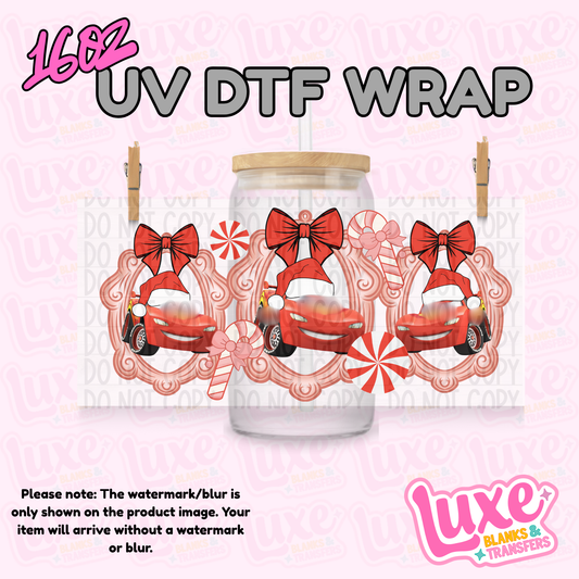 16oz UV DTF Wrap | Red Race Car Frame Xmas | #4321