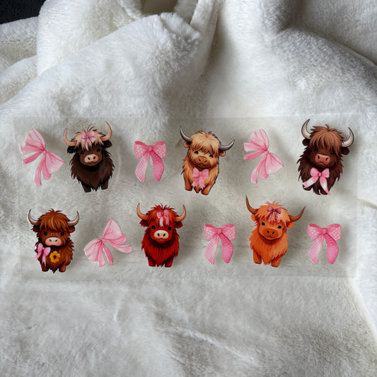 U16oz UV DTF Wrap | "Cutesy Highlands & Bows" C127A | READY TO SHIP