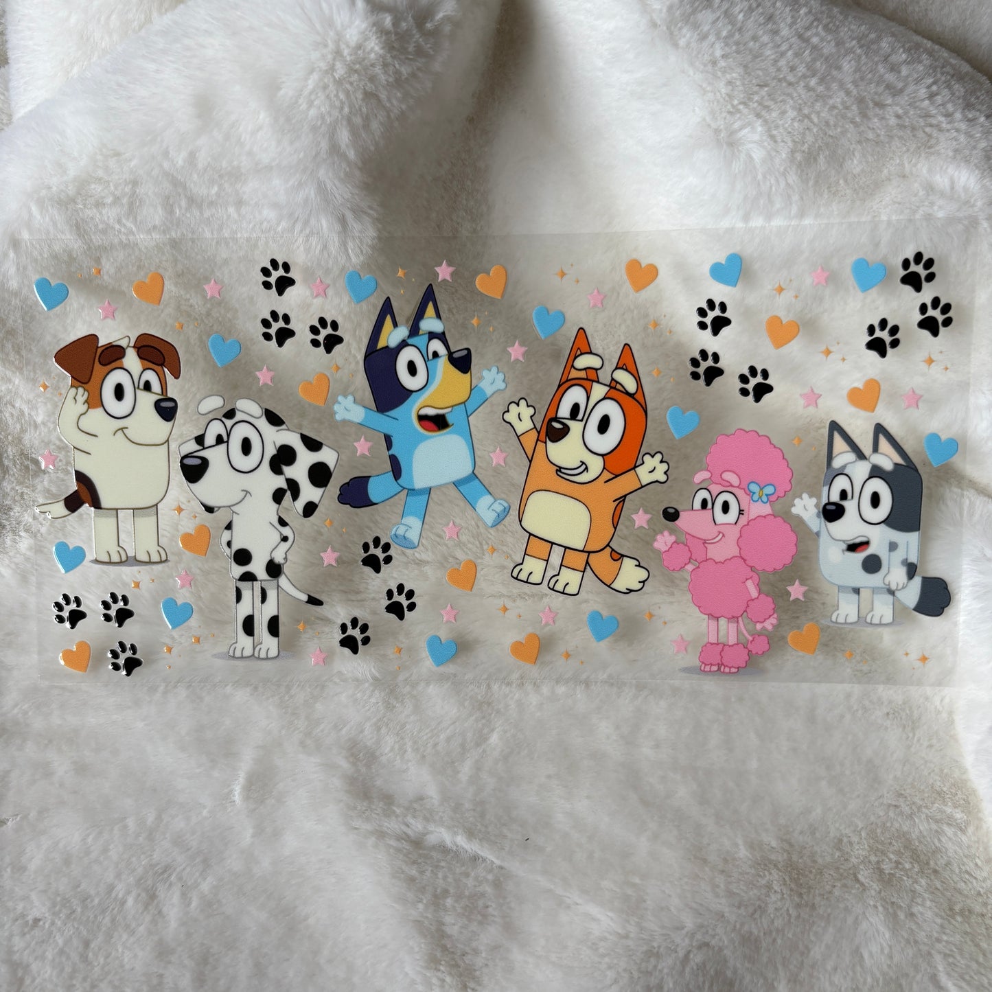 U16oz UV DTF Wrap | "Blue Dog Hearts" C36A | READY TO SHIP