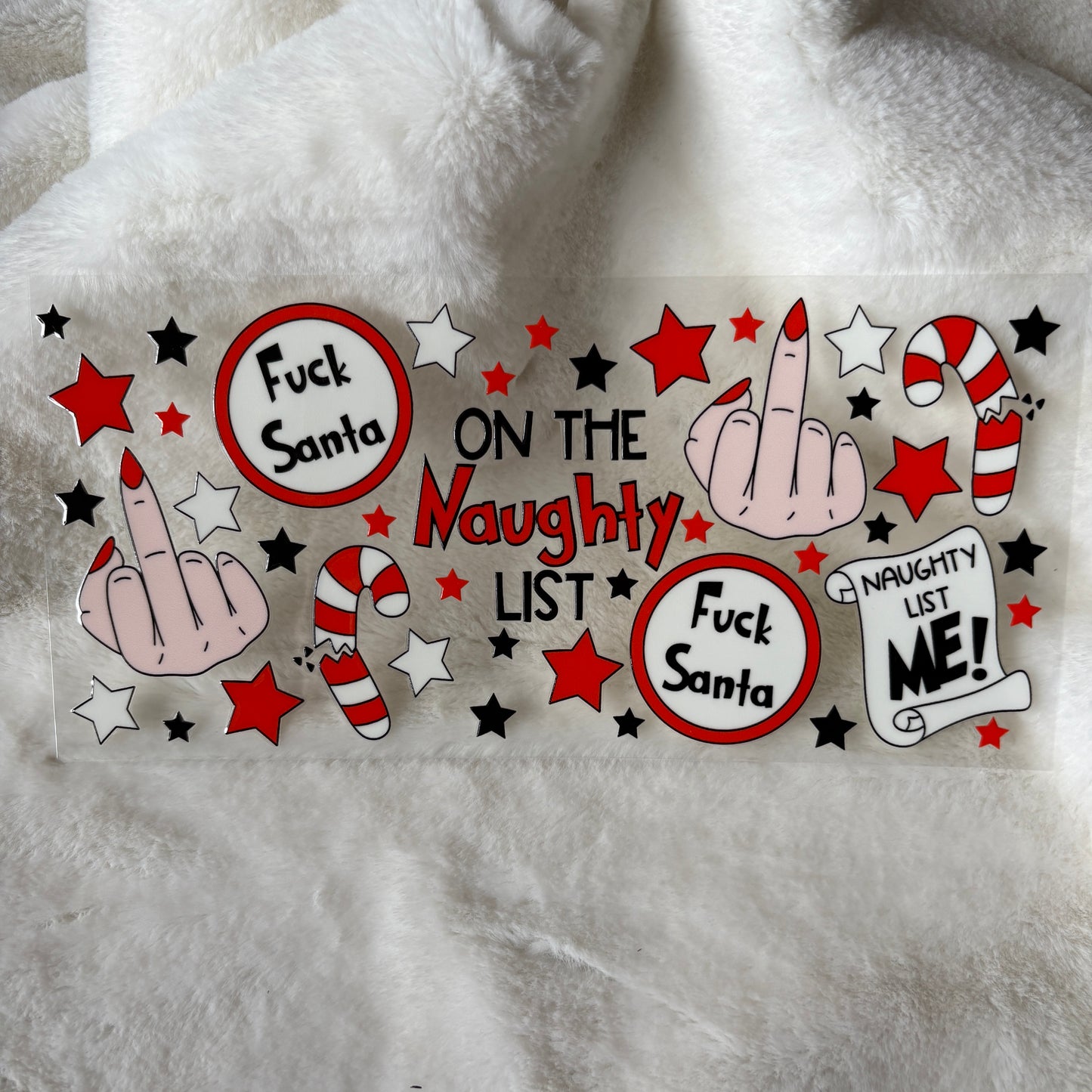 16oz UV DTF Wrap | "On The Naughty List Christmas" C27A | READY TO SHIP