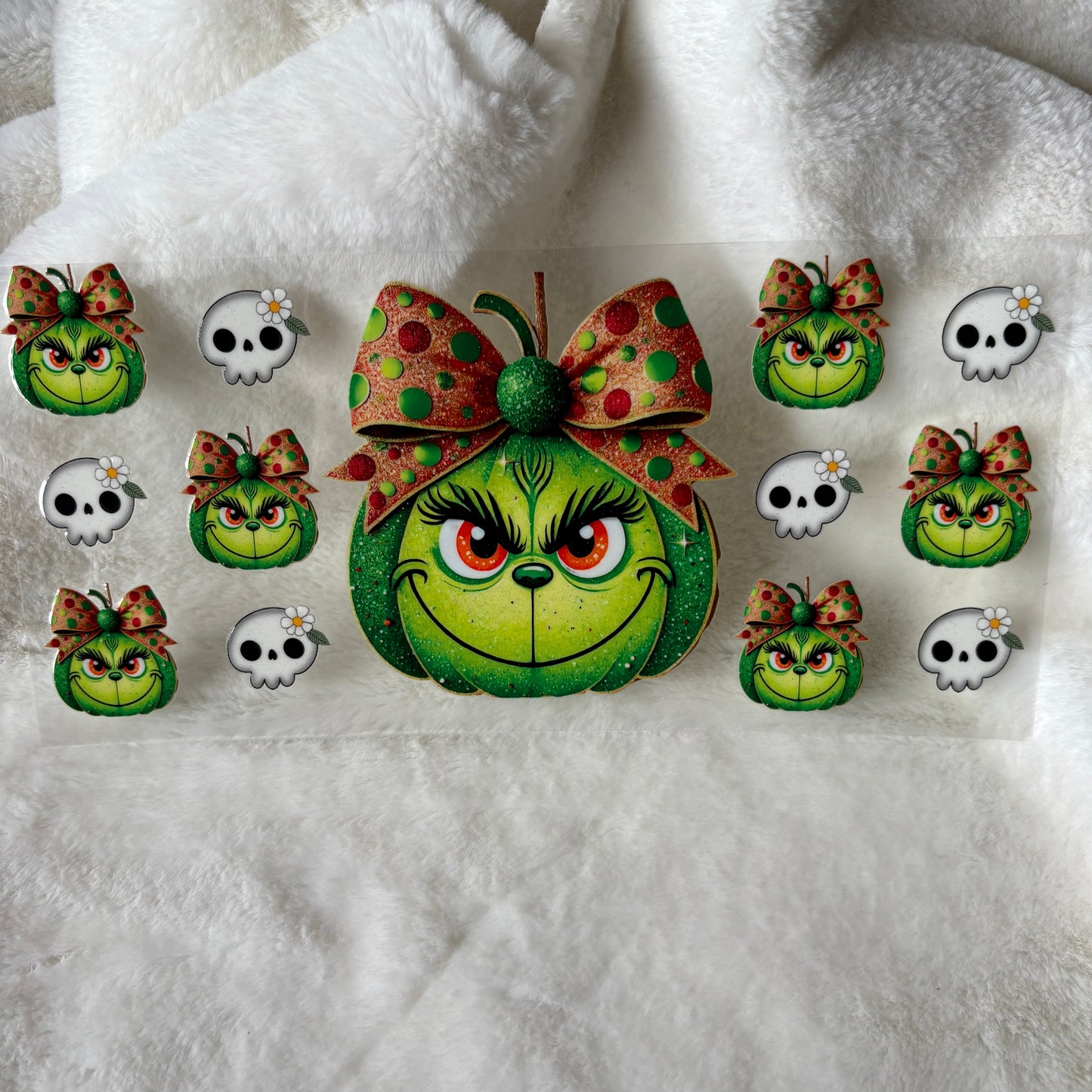 16oz UV DTF Wrap | "Gr!nch Bow" C17A | READY TO SHIP