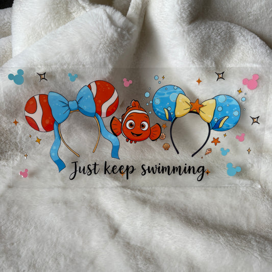 U16oz UV DTF Wrap (Double Sided) | "Just Keep Swimming" C156 | READY TO SHIP