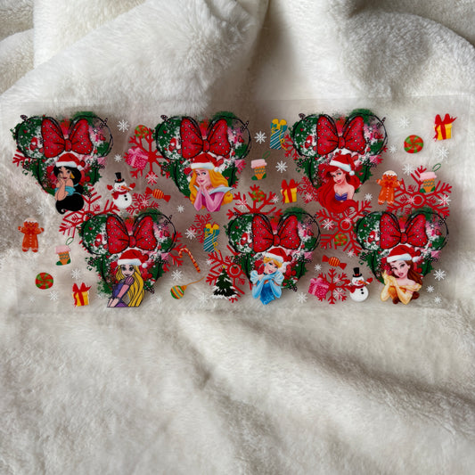 U16oz UV DTF Wrap (Double Sided) | "Christmas Princesses" D5 | READY TO SHIP