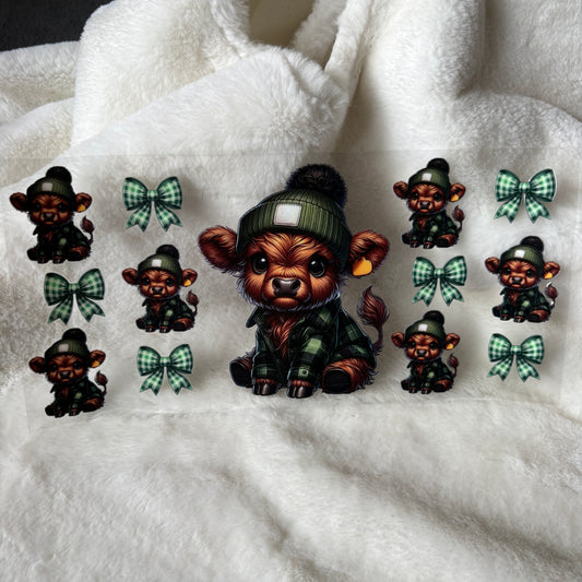 U16oz UV DTF Wrap (Double Sided) | "Cow Green" D3 | READY TO SHIP