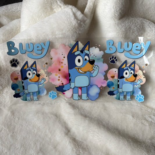 U16oz UV DTF Wrap (Double Sided) | "Blue Dog" D1 | READY TO SHIP