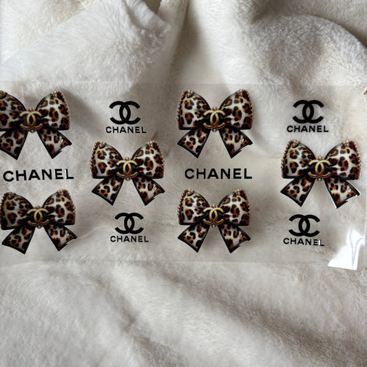 16oz UV DTF Wrap (Double Sided) | "C Brand Leopard Bows" C8A | READY TO SHIP