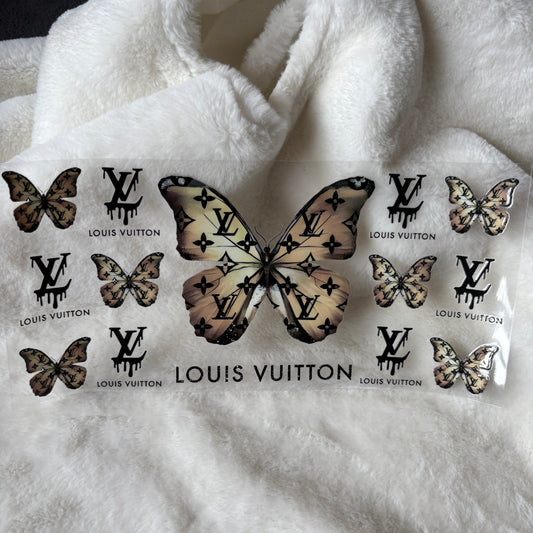 U16oz UV DTF Wrap (Double Sided) | "LV Butterfly" C7A | READY TO SHIP