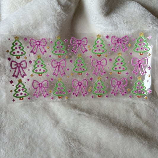 U16oz UV DTF Wrap (Double Sided) | "Neon Christmas" C179 | READY TO SHIP