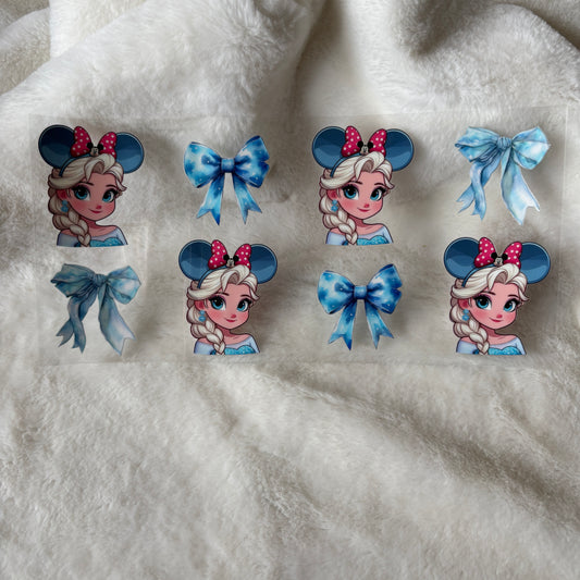 U16oz UV DTF Wrap (Double Sided) | "Ice Princess Bows" C177 | READY TO SHIP