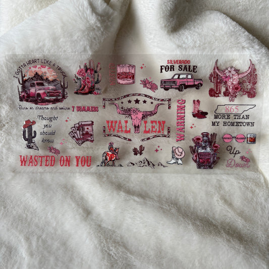 U16oz UV DTF Wrap (Double Sided) | "M.Wallen Pink" C165 | READY TO SHIP