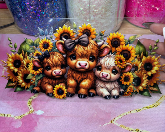 "Cute Cows Sunflowers" UV DTF Wrap (C74)
