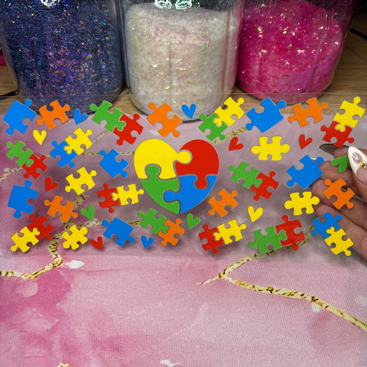 "Rainbow Puzzle" UV DTF Wrap (C147)