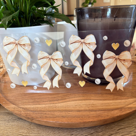 U16oz UV DTF Wrap (Double Sided) | "Bows & Pearls" C11 | READY TO SHIP