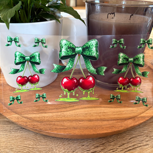 U16oz UV DTF Wrap (Double Sided) | "Green Cherry Drip" C18 | READY TO SHIP