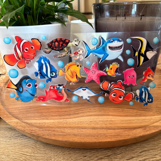 U16oz UV DTF Wrap (Double Sided) | "Finding Fish" C29 | READY TO SHIP