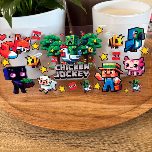 U16oz UV DTF Wrap (Double Sided) | "Chicken Jockey" C36 | READY TO SHIP