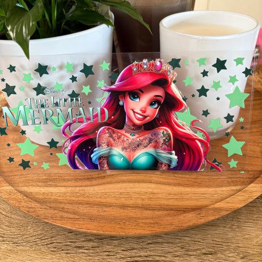 U16oz UV DTF Wrap (Double Sided) | "Mermaid Princess Tattoo" C39 | READY TO SHIP