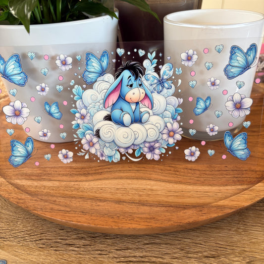 U16oz UV DTF Wrap (Double Sided) | "Donkey Character Butterflies" C43 | READY TO SHIP