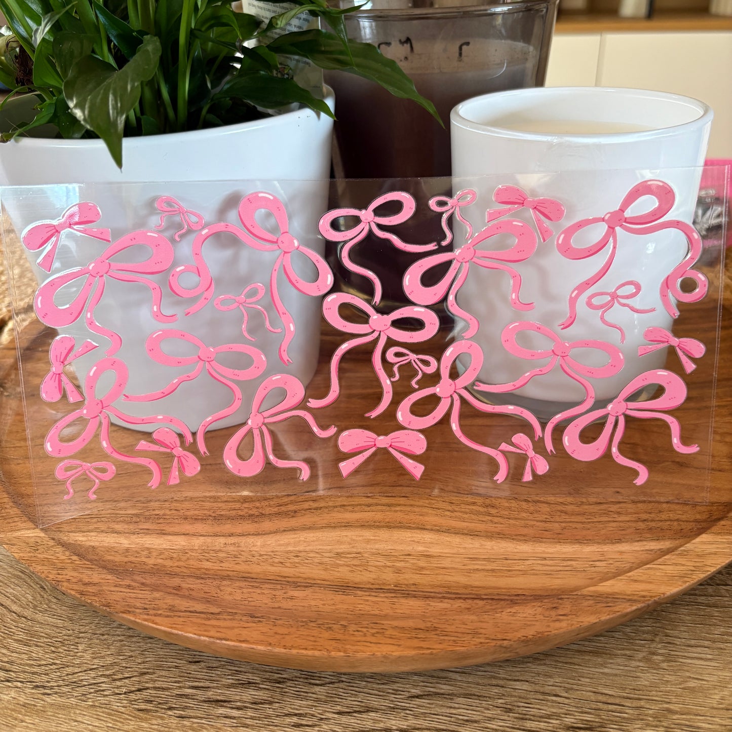 U16oz UV DTF Wrap (Double Sided) | "Pink Bows" C65 | READY TO SHIP