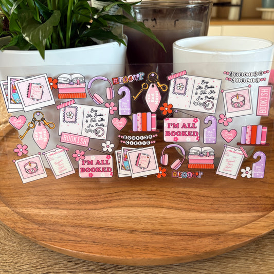 U16oz UV DTF Wrap (Double Sided) | "Bookish Girly" C75 | READY TO SHIP