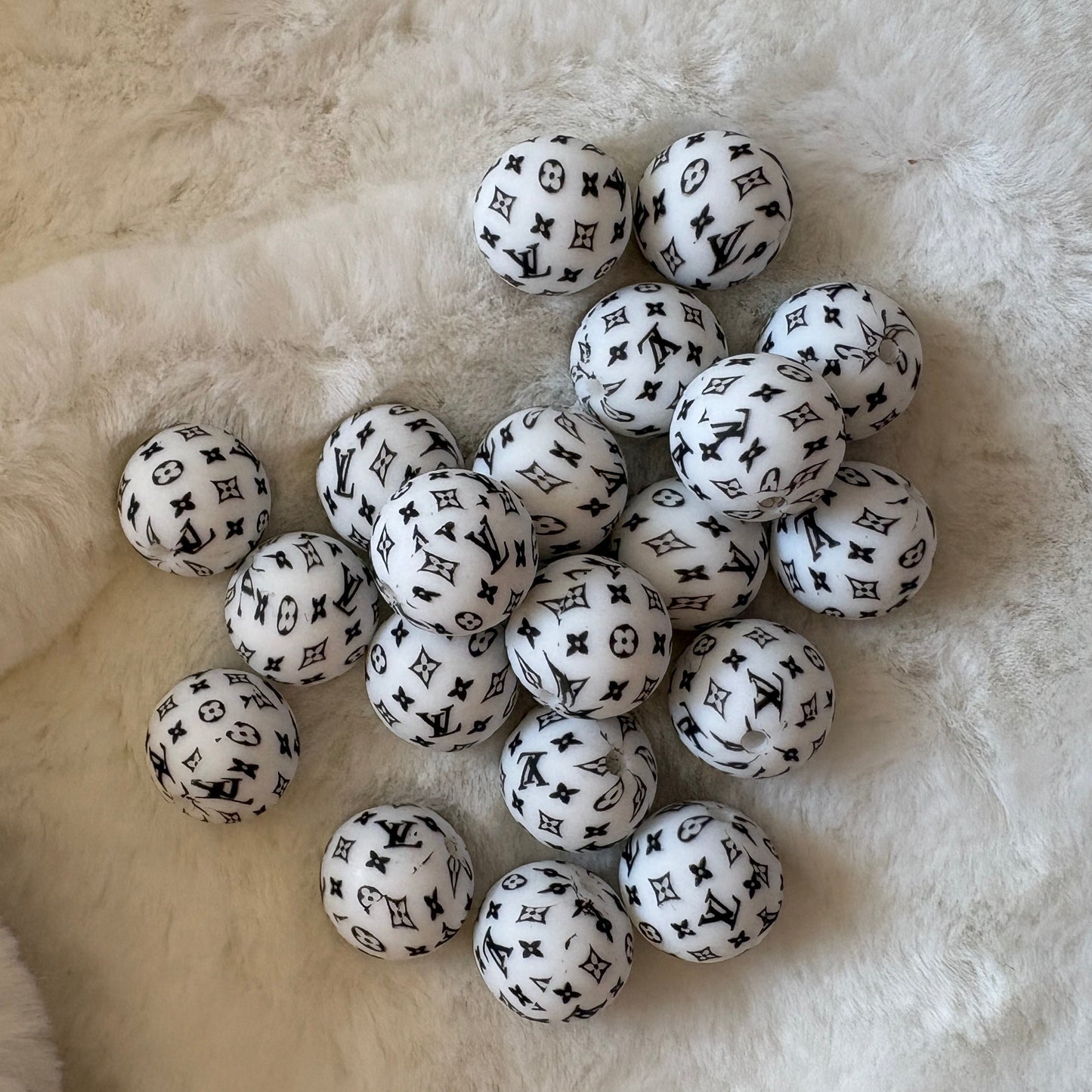 LV Pattern | Round Silicone Bead | #128