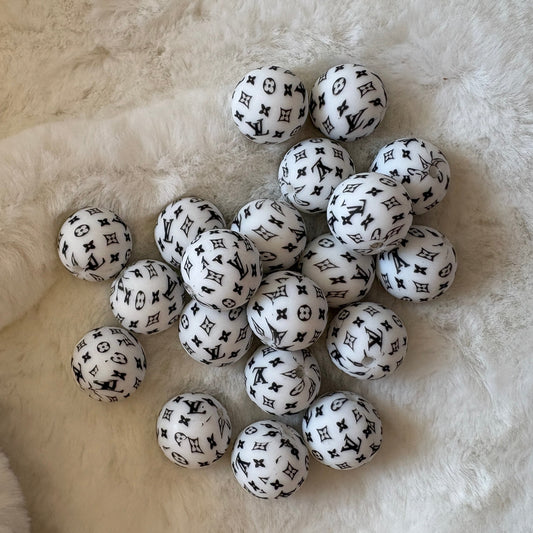 LV Pattern | Round Silicone Bead | #128