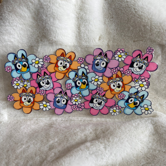 "Blue Dog Flowers" UV DTF Wrap (C103)