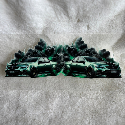 "Green Car Smoke" UV DTF Wrap (C52A)