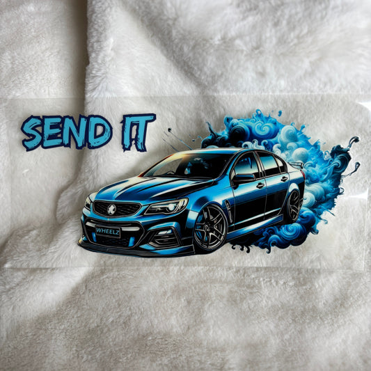 "Send It Blue Car" UV DTF Wrap (C83A)