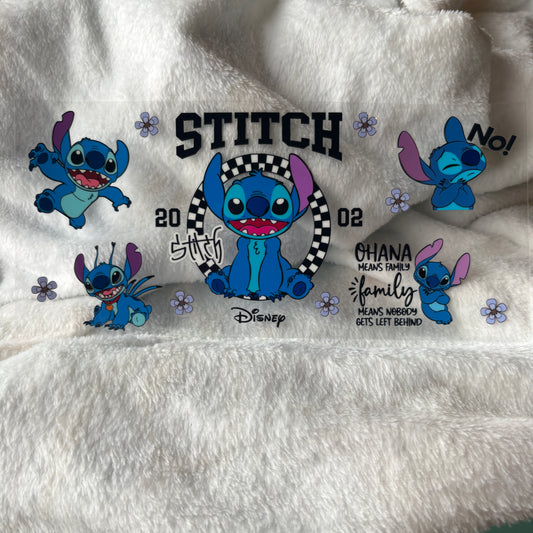 16oz UV DTF Wrap (Double Sided) | Blue Alien Checkered
