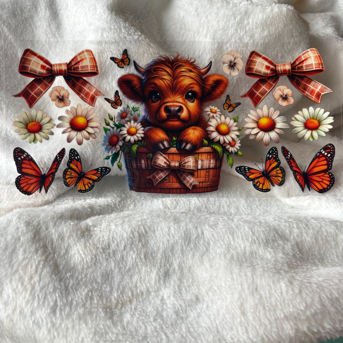 16oz UV DTF Wrap (Double Sided) | Highland Cow Butterflies