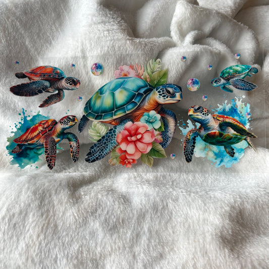 16oz UV DTF Wrap (Double Sided) | Turtles Flowers