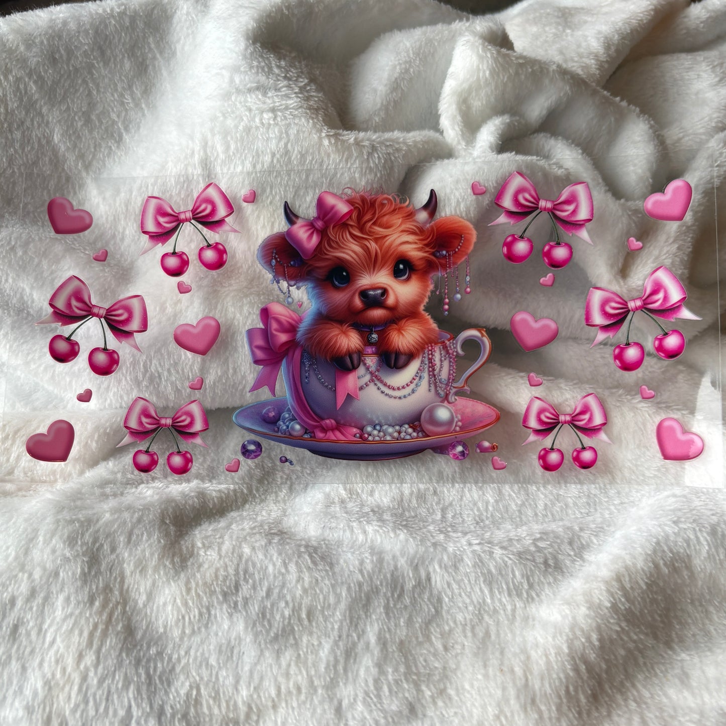 16oz UV DTF Wrap (Double Sided) | Cutesy Highland Teacup