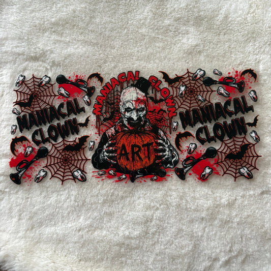 16oz UV DTF Wrap (Double Sided) | Ready To Ship | Spooky Clown Halloween