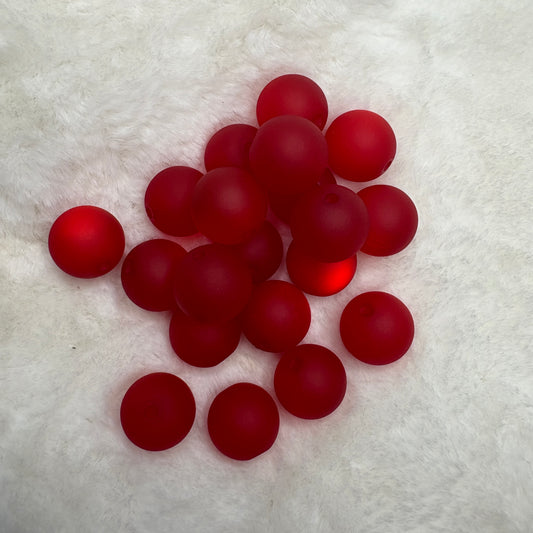 16mm Frosted Matte Acrylic Bead Cherry Red (5pcs)